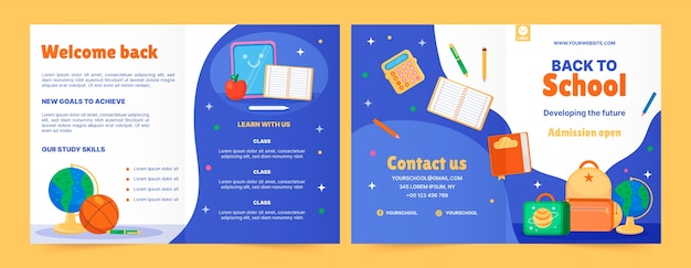 Free vector brochure template for back to school season