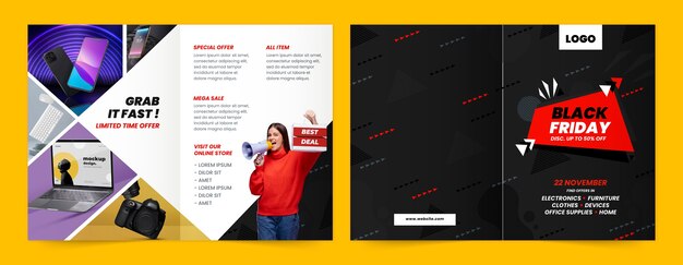 Brochure template for black friday sales