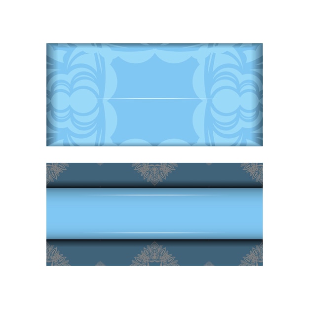 Brochure template in blue color with greek white ornaments prepared for typography.