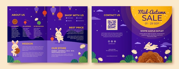 Brochure template for chinese mid-autumn festival celebration