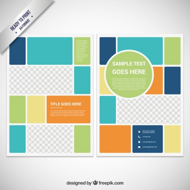 Brochure template in color block style