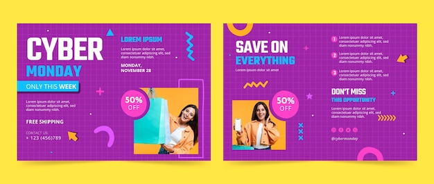 Free vector brochure template for cyber monday