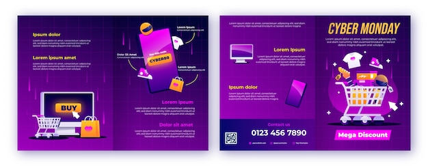 Free vector brochure template for cyber monday