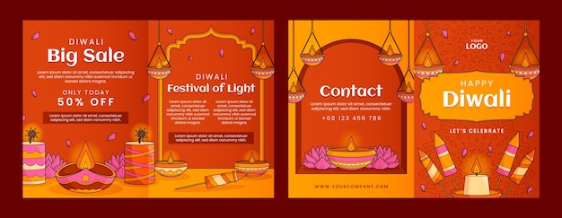 Brochure template for diwali hindu festival celebration