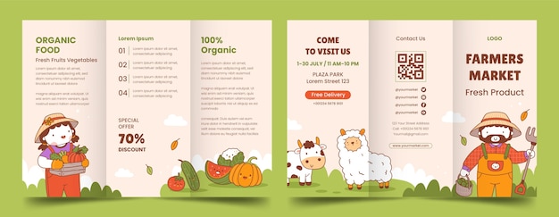 Бесплатное векторное изображение Шаблон брошюры для сельского хозяйства и выращивания органических продуктов питания