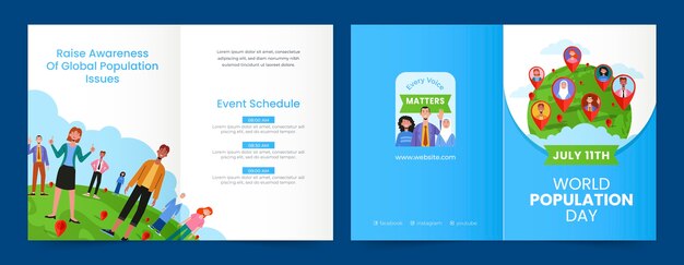 無料ベクター 世界人口デーの啓発のためのパンフレット テンプレート