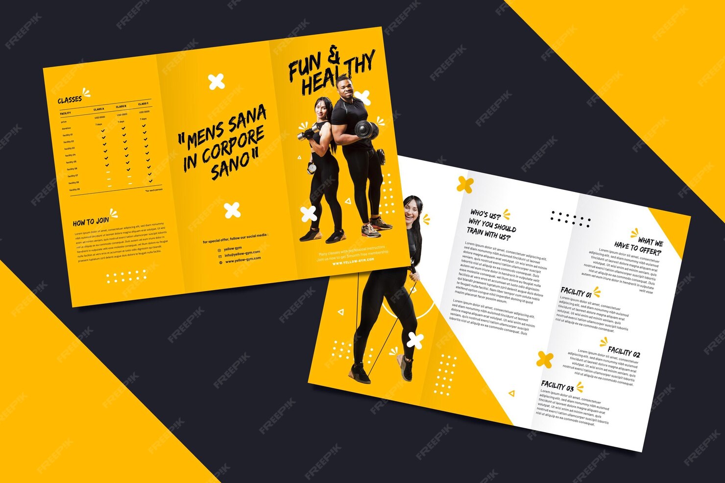 Free Vector | Brochure template for gym