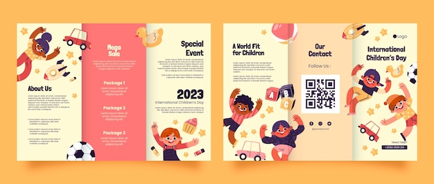 Vettore gratuito modello di brochure per la celebrazione della giornata internazionale dei bambini