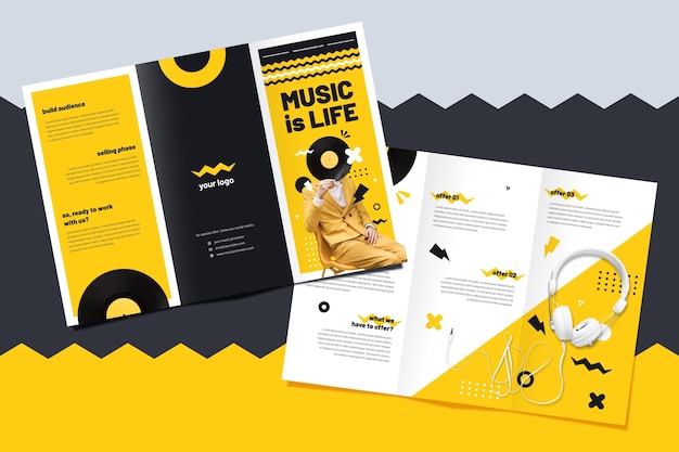 Free vector brochure template for music