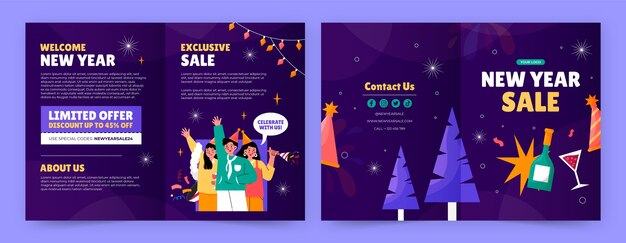 Free vector brochure template for new year 2024 celebration