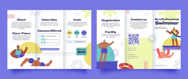 Brochure template for swimming lessons