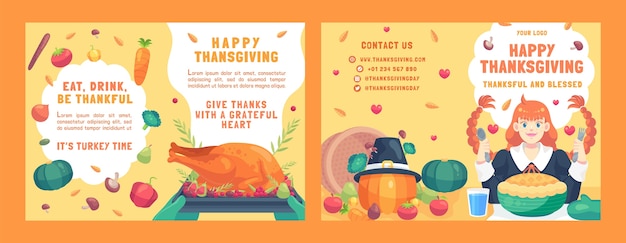 Free vector brochure template for thanksgiving celebration