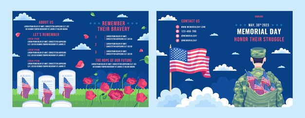 Free vector brochure template for usa memorial day celebration