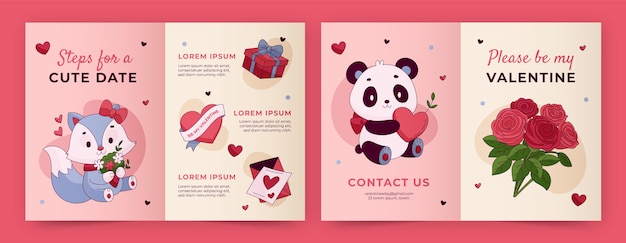 Free vector brochure template for valentine's day