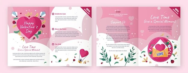 Free vector brochure template for valentine's day