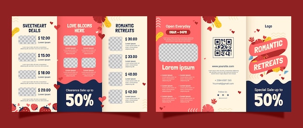 Brochure template for valentines day celebration