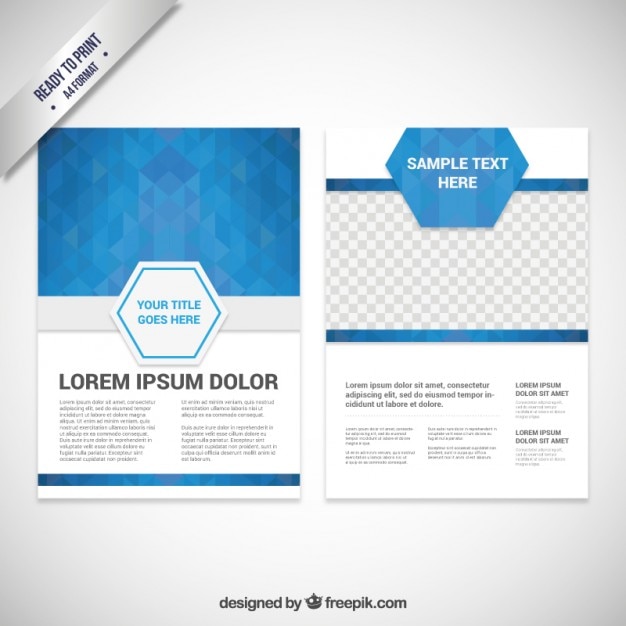 Brochure modello con poligoni blu