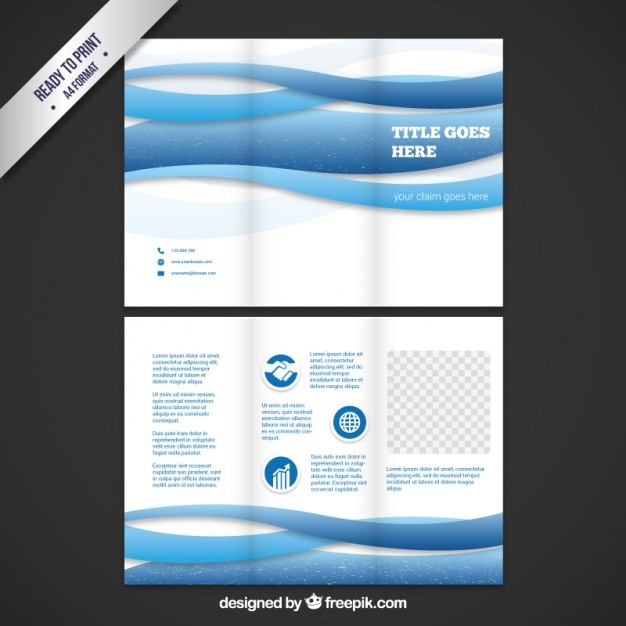 Brochure template with blue waves