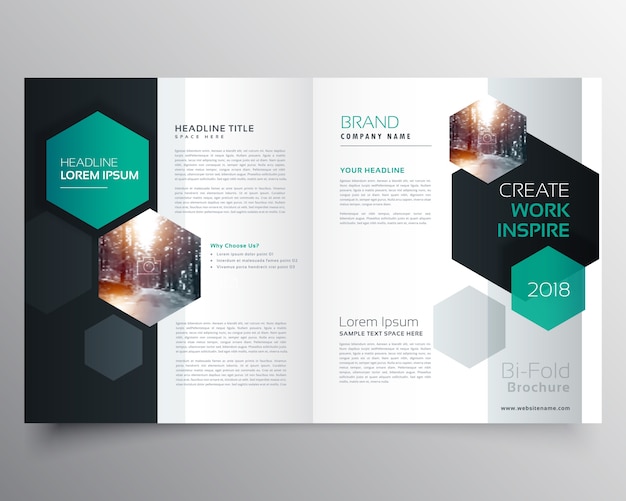 Free vector brochure template with hexagonal shapes