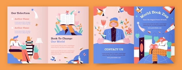 Brochure template for world book day celebration