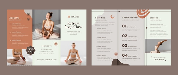 Brochure template for yoga retreat and spa