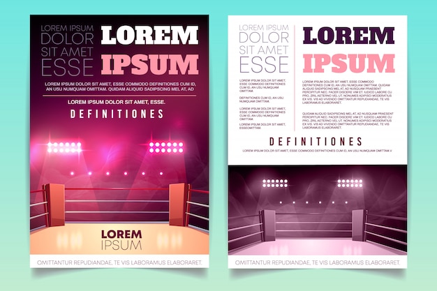 Free vector brochure with boxing ring for competition, tournament.