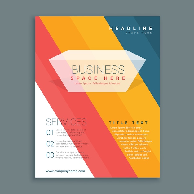 Бесплатное векторное изображение Красочные полосы бизнес брошюры дизайн листовки формата а4
