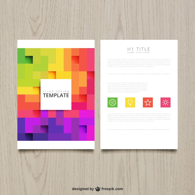 Free vector brochure with colorful pixels