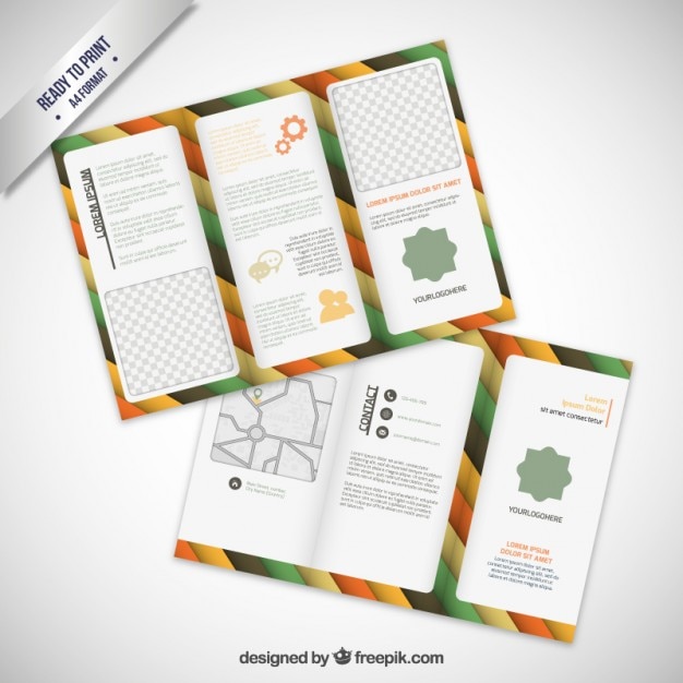 Free vector brochure with colorful stripes