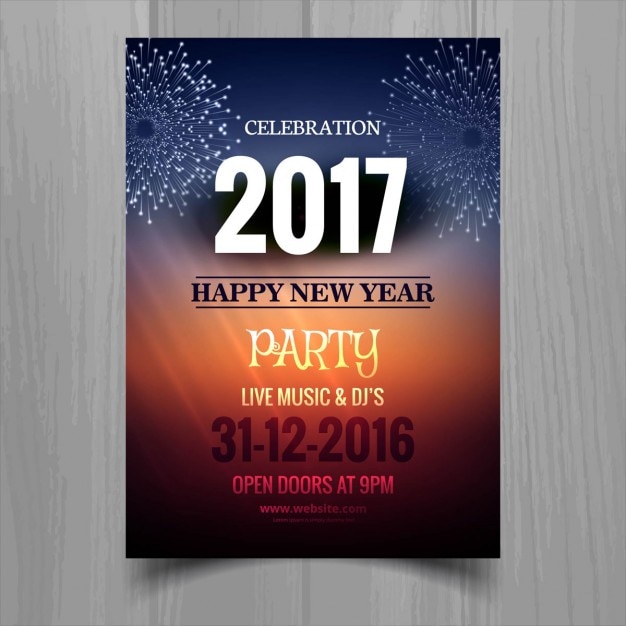 Free vector brochure with fireworks for new year