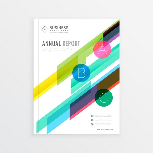 Design company modello di brochure con forme astratte colorate copertina relazione annuale a4