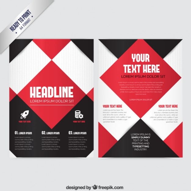 Free vector brochure with red and black squares