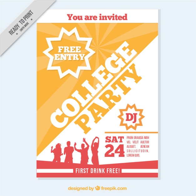 Brochure with silhouettes dancing – Free Vector Download