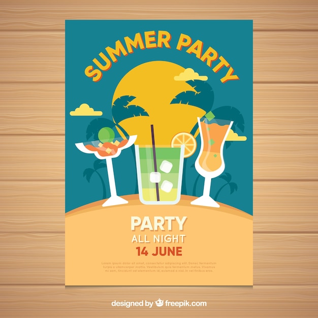 Free vector brochure with summer drinks for party