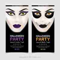 Free vector brochures of halloween costume party