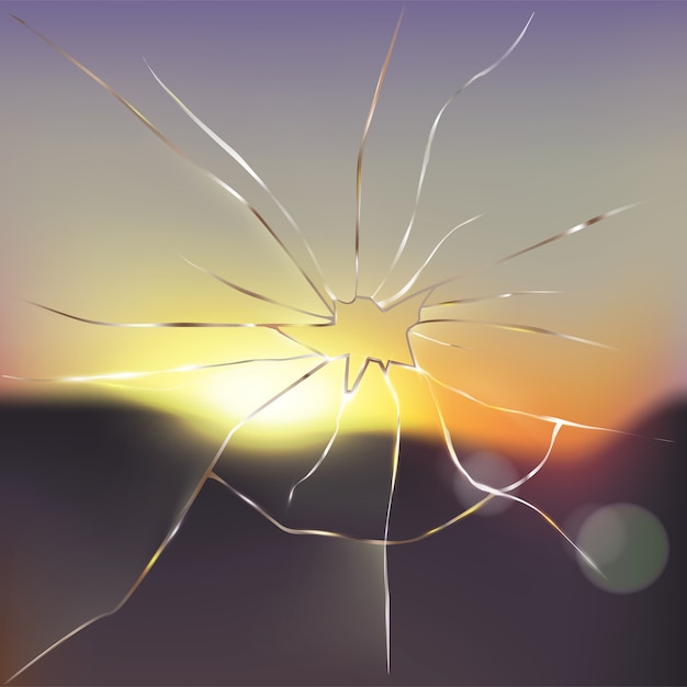 Free vector broken and cracked window glass realistic vector