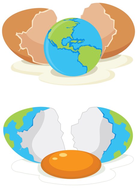 Free vector broken egg shell with earth globe