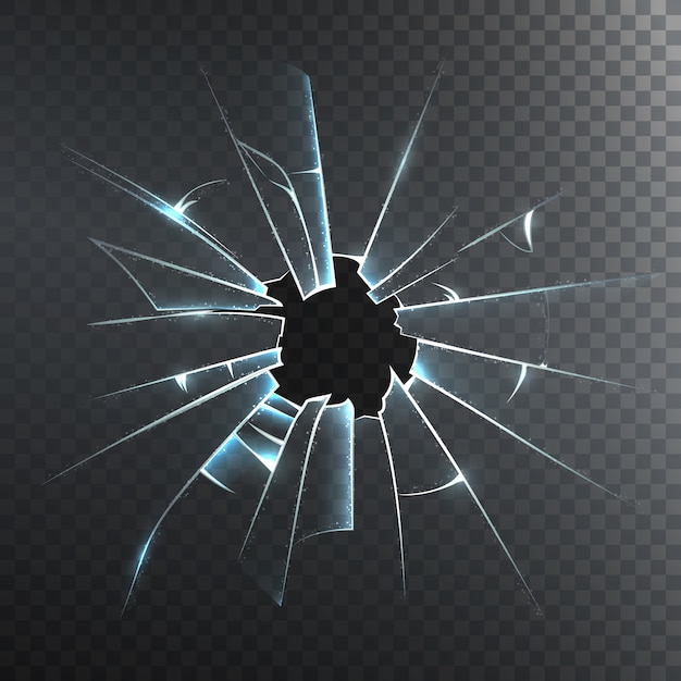 Broken frosted glass realistic icon