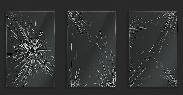 Free vector broken glass with cracks and hole from impact
