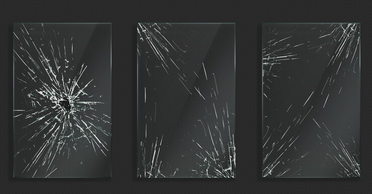 Free Vector broken glass with cracks and hole from impact
