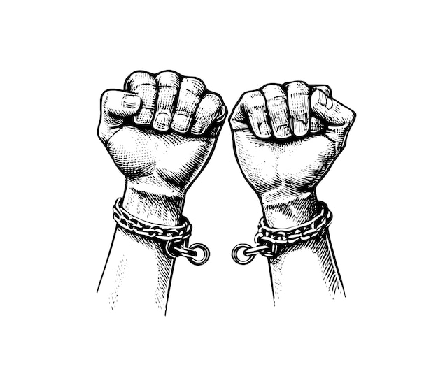 Free vector broken handcuff freedom concept hand drawn sketch vector illustration