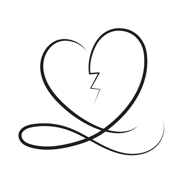 Free vector broken heart calligraphy curly style