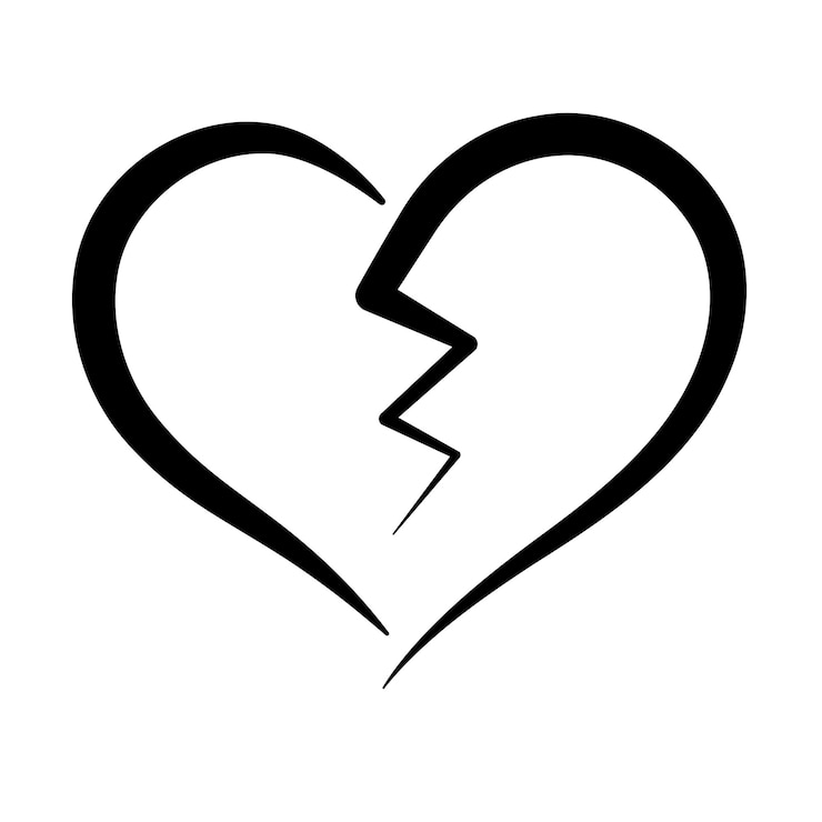 Free Vector broken heart calligraphy style