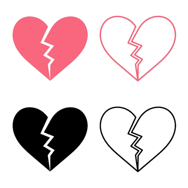 Free Vector broken heart multiple colours