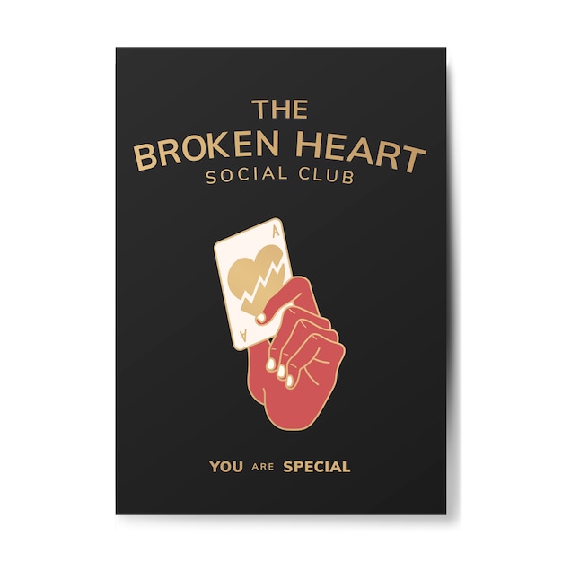 Free vector broken heart social club illustration