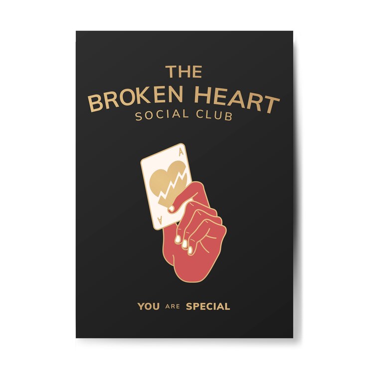 Free Vector broken heart social club illustration