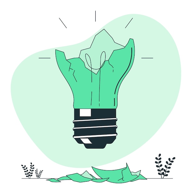 Free vector broken light bulb concept illustration