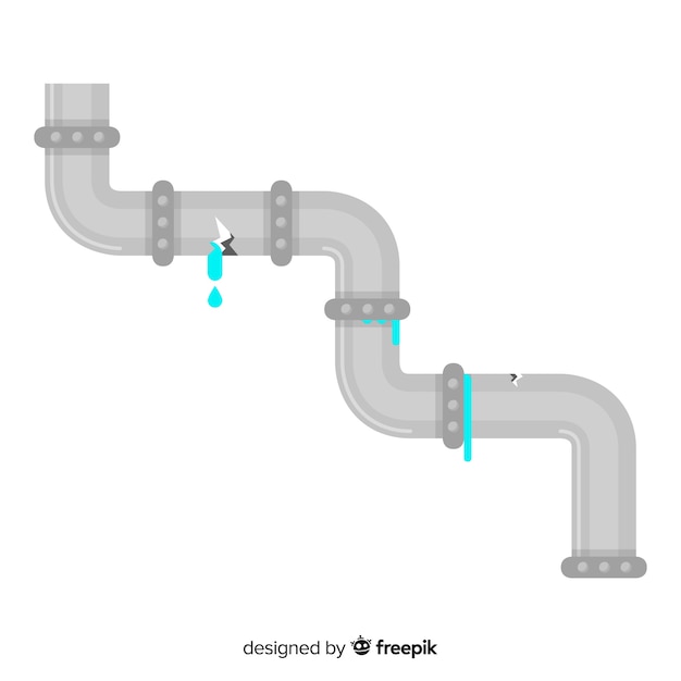 무료 벡터 평면 디자인의 깨진 금속 파이프