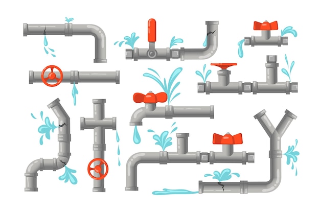 Free vector broken pipes set