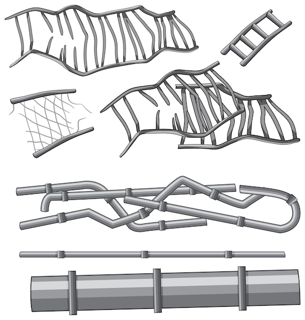 Free vector broken steel and iron pipe illustration